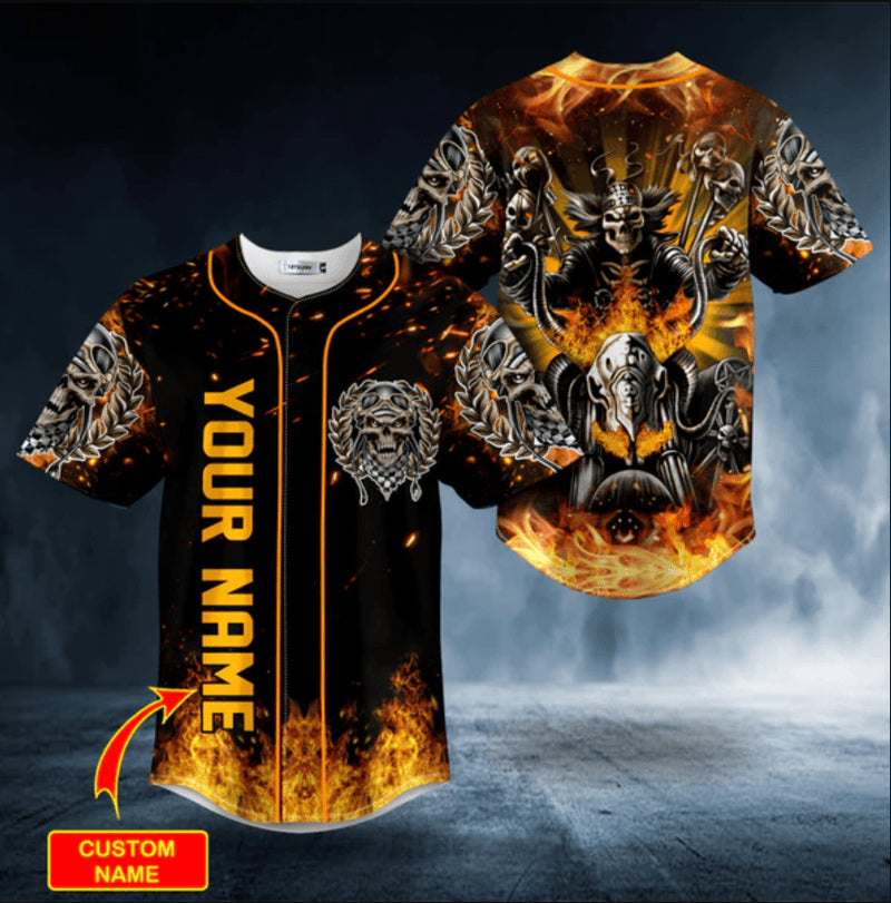 Bikergod Motorcycle Custom Name Baseball Shirt Design 3D Full Printed High Quality - NMQI04