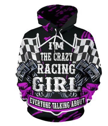 Bikergod Motorcycle I'm Crazy Racing Girl  Hoodie Design 3D Full Printed Sizes S - 5XL - NAOA214