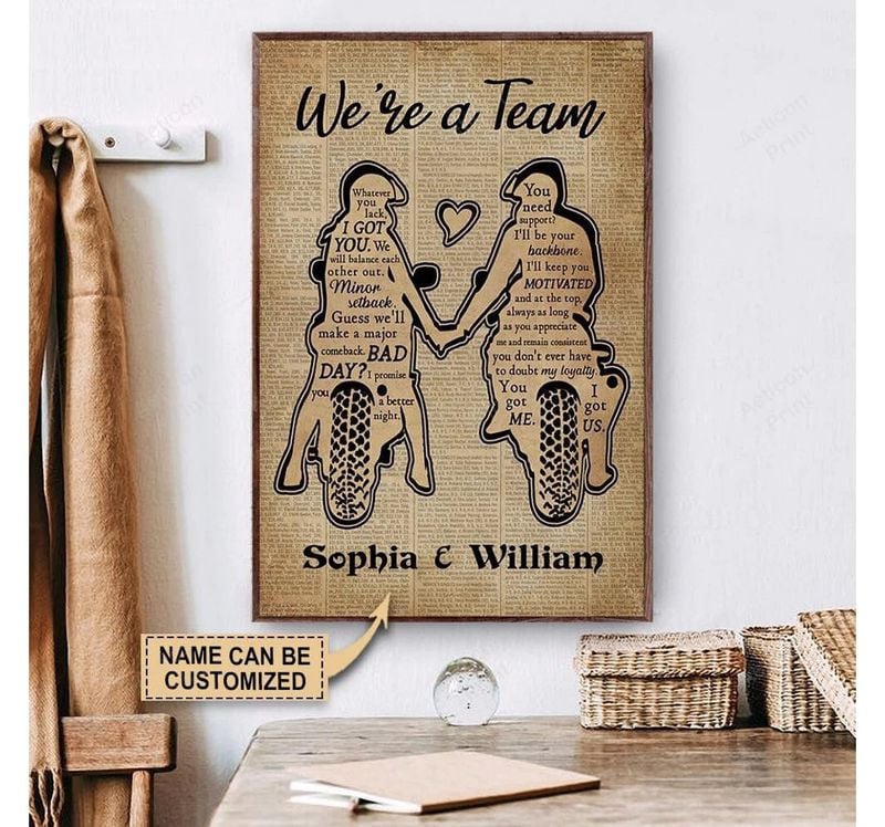 Bikergod Motorcycle We Are A Team Motorcycle Couple Custom Names Poster NANA98