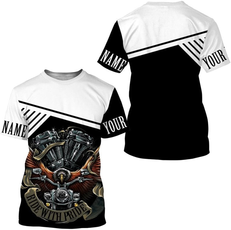 Bikergod Motorcycle Ride With Pride Custom Name  T-shirt Design 3D Full Printed Sizes S - 5XL - NMQE107A