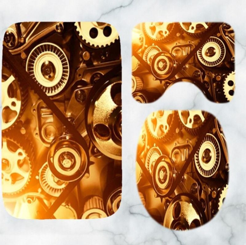 Bikergod Motorcycle Motor Machine Bathroom Decor Set NMBR33