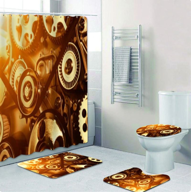 Bikergod Motorcycle Motor Machine Bathroom Decor Set NMBR33