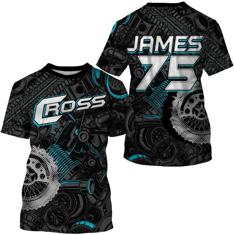 Bikergod Motorcycle CROSS Custom Name And Number  T-shirt Design 3D Full Printed Sizes S - 5XL - NMQE90