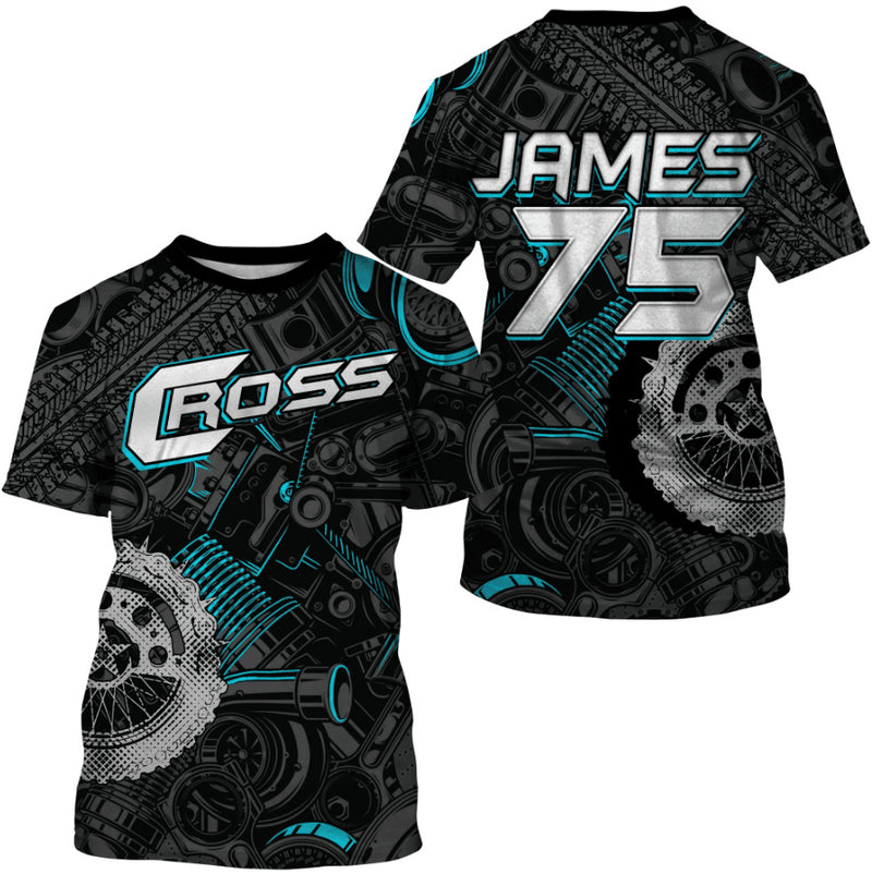 Bikergod Motorcycle CROSS Custom Name And Number  T-shirt Design 3D Full Printed Sizes S - 5XL - NMQE90
