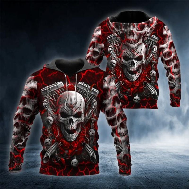 Bikergod Motorcycle Roses Biker Skull  Hoodie Design 3D Full Printed Sizes S - 5XL - NAOA394