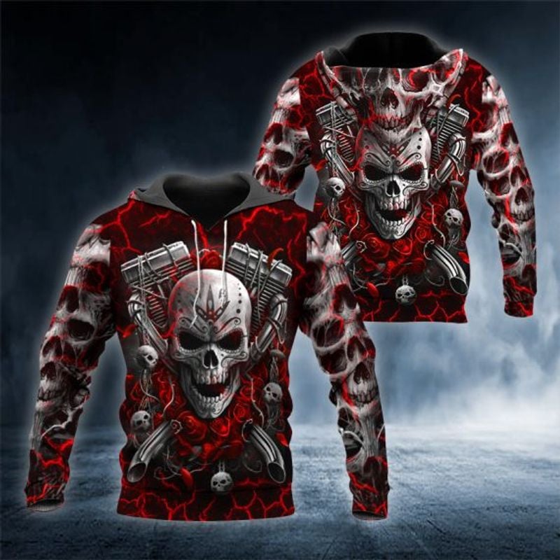 Bikergod Motorcycle Roses Biker Skull  Hoodie Design 3D Full Printed Sizes S - 5XL - NAOA394