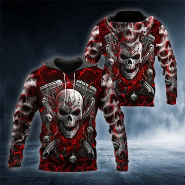Bikergod Motorcycle Roses Biker Skull  Hoodie Design 3D Full Printed Sizes S - 5XL - NAOA394