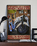 Bikergod Motorcycle It Started As A Hobby When I Was A Kid Vintage Poster NANA178