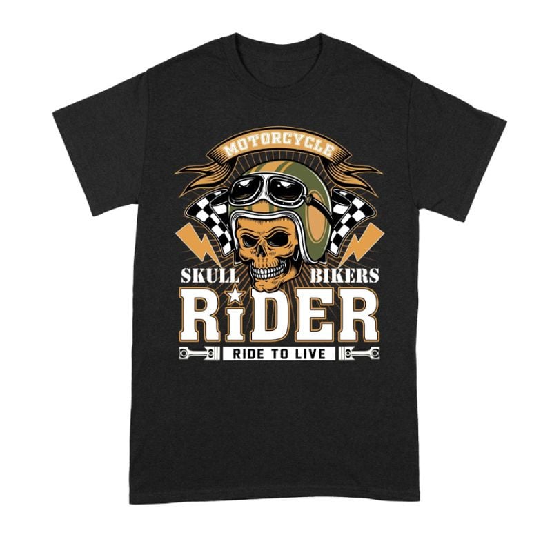 Bikergod Motorcycle Skull Bikers Ride to Live T-shirt Design 2D Full Printed Sizes S - 5XL - NAOA175