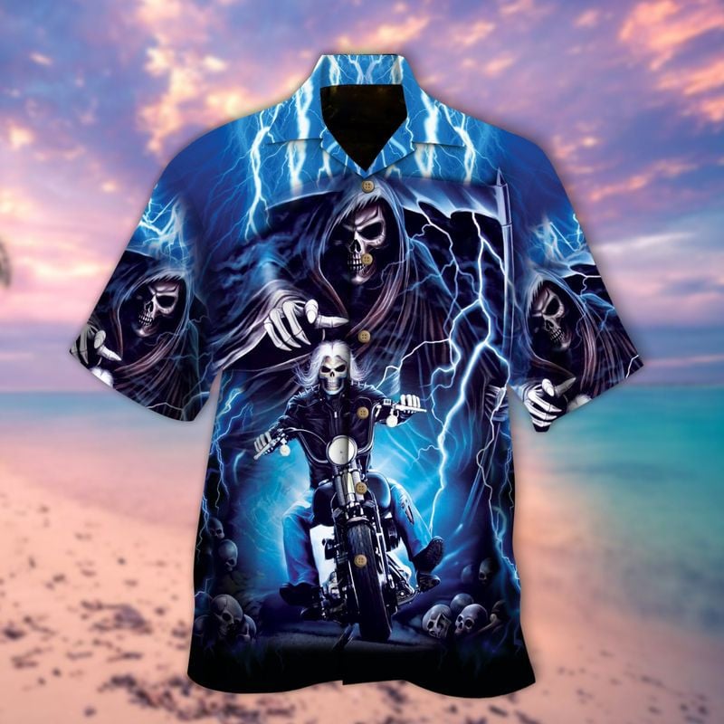 Bikergod Motorcycle SKULL BIKER Hawaii Shirt Design 3D Full Printed Sizes S - 5XL NASA65