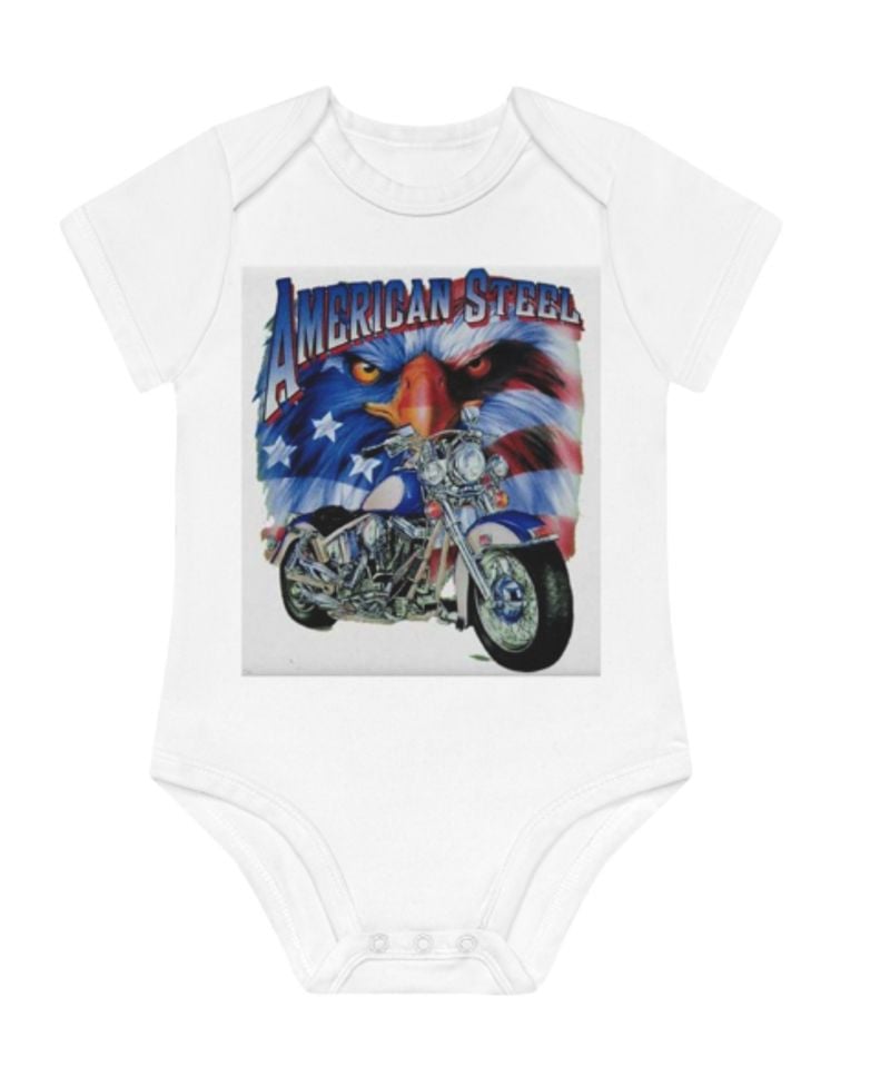 Bikergod Motorcycle Fourth of July Independence Day COTTON Baby Onesie Bodysuit NAXA75A