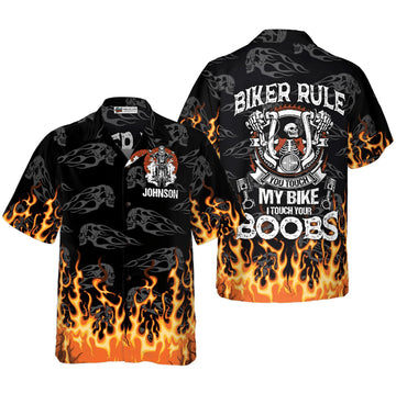 Bikergod Motorcycle Biker Rule You Touch My Bike I Touch Your Boobs Custom Name Hawaii Shirt Design 3D Full Printed Sizes S - 5XL NASA493