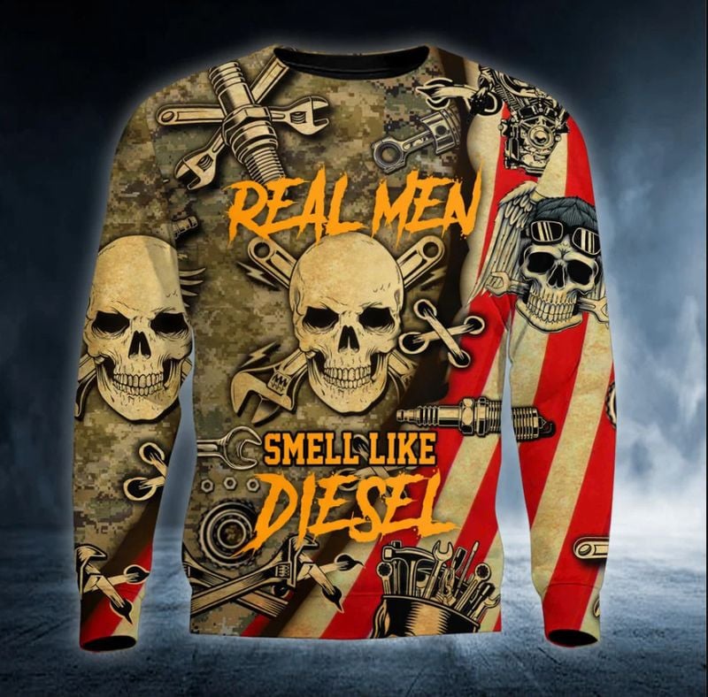 Bikergod Motorcycle Real Men Smell Like Diesel COTTON Sweatshirt Design 3D Full Printed Sizes S - 5XL - NAJA447F