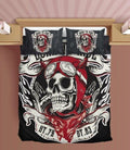 Bikergod Motorcycle Skull Biker BORN TO RIDE Bedding Set Cover Design 3D - NAOA364