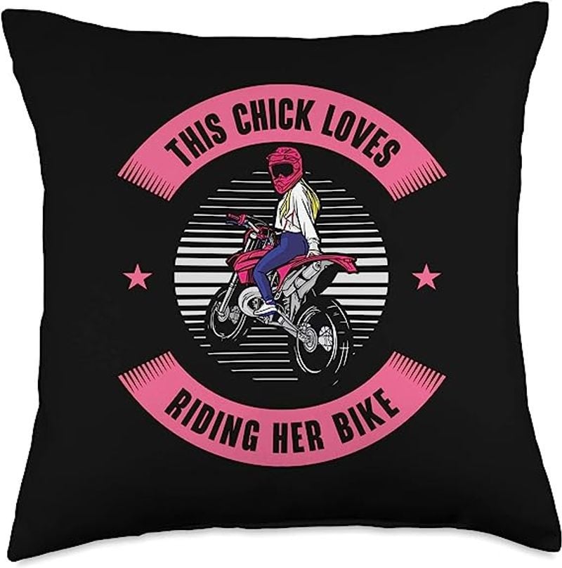 Bikergod Motorcycles This Chick Loves Riding Her Bike Biker Girl Pillow Case Design 3D Full Printed NAOA327