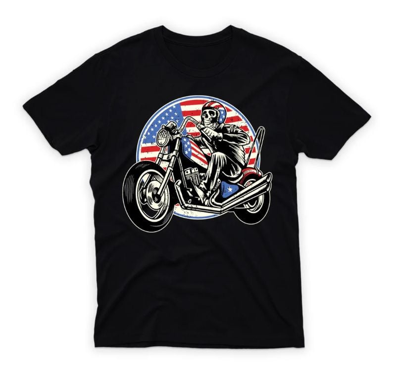 Bikergod Motorcycle Patriotic Biker T-shirt Design 2D Full Printed Sizes S - 5XL - NAVA346