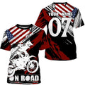 Bikergod Motorcycle USA Flag On Road Custom Name And Number  T-shirt Design 3D Full Printed Sizes S - 5XL - NMQE82
