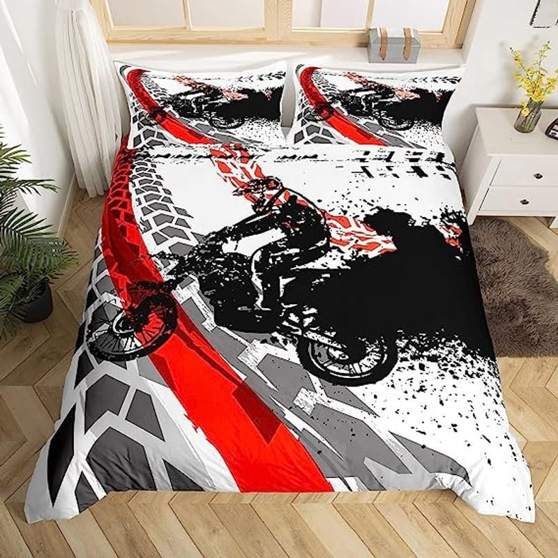 Bikergod Motorcycle Motocross Racer Bedding Set Cover Design 3D - NAOA345