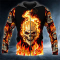 Bikergod Motorcycle Ghost Fire Skull Rider  Zip Hoodie Design 3D Full Printed Sizes S - 5XL - NAQA205