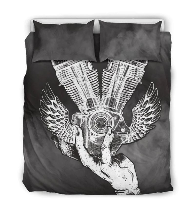 Bikergod Motorcycle Machine Bedding Set Cover Design 3D - NAOA362