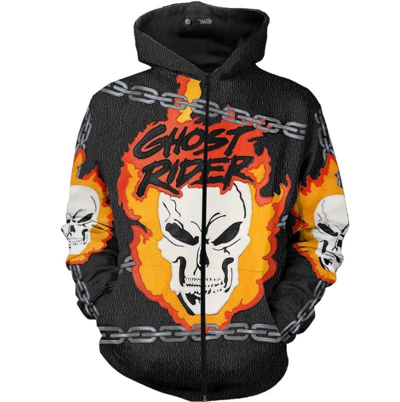 Bikergod Motorcycle Ghost Rider  Zip Hoodie Design 3D Full Printed Sizes S - 5XL - NAJA454H