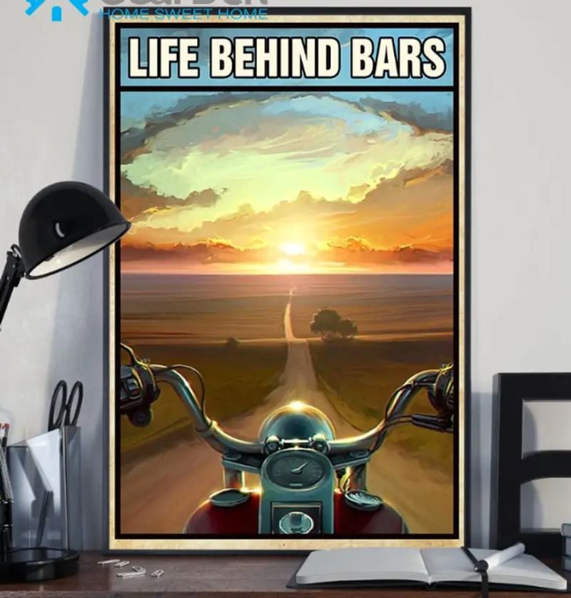 Bikergod Motorcycle Life Behind Bars Vintage Poster NANA256