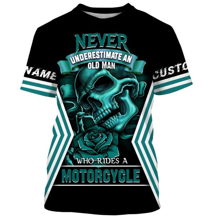 Bikergod Motorcycle Never Underestimate Old Man Who Rides A Motorcycle Custom Name  T-shirt Design 3D Full Printed Sizes S - 5XL - NMQE108