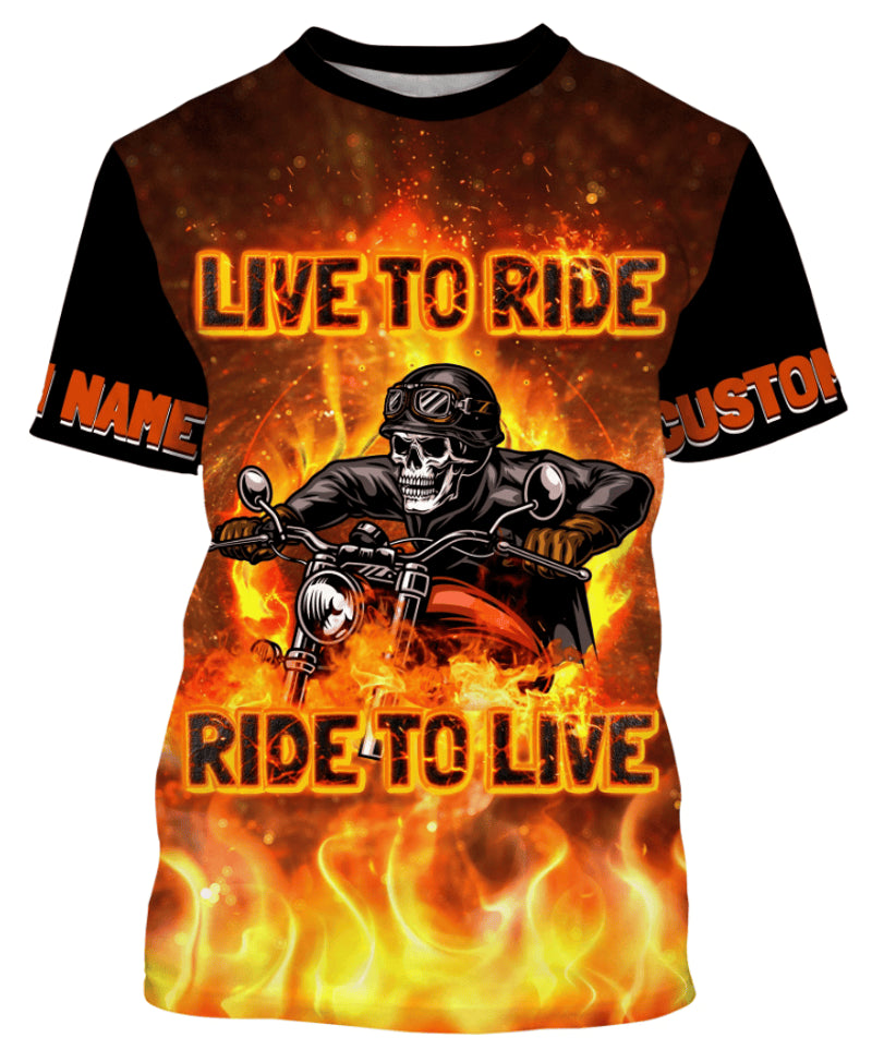 Bikergod Motorcycle Live To Ride Ride To Live Custom Name  T-shirt Design 3D Full Printed Sizes S - 5XL - NMQE109