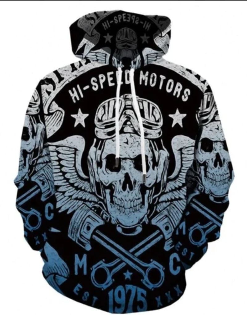Bikergod Motorcycle Raiders Skull  Hoodie Design 3D Full Printed Sizes S - 5XL - NAJA457