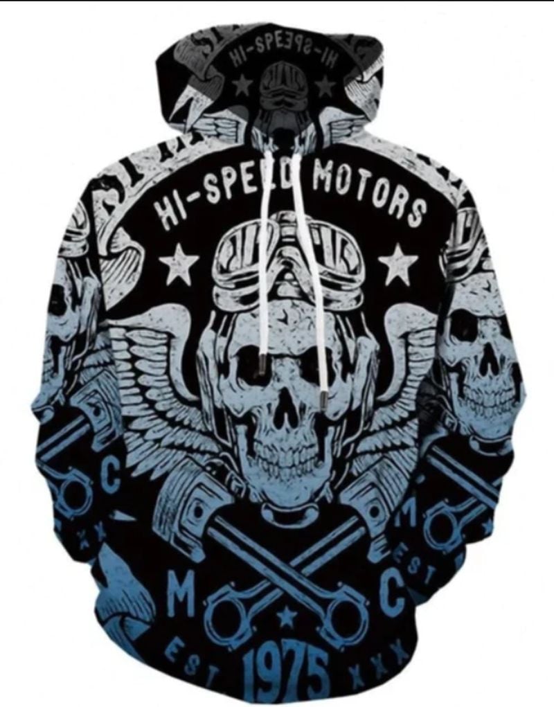 Bikergod Motorcycle Raiders Skull  Hoodie Design 3D Full Printed Sizes S - 5XL - NAJA457