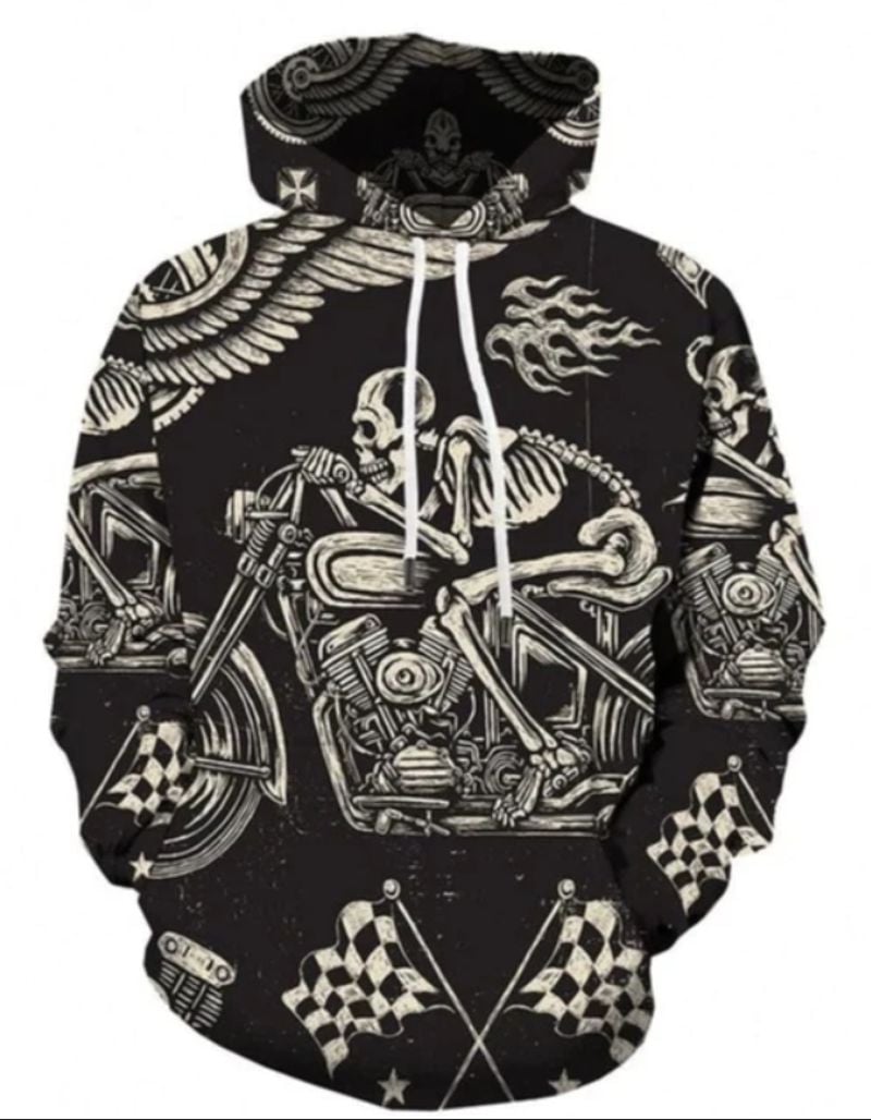 Bikergod Motorcycle Skull Biker  Hoodie Design 3D Full Printed Sizes S - 5XL - NAJA456