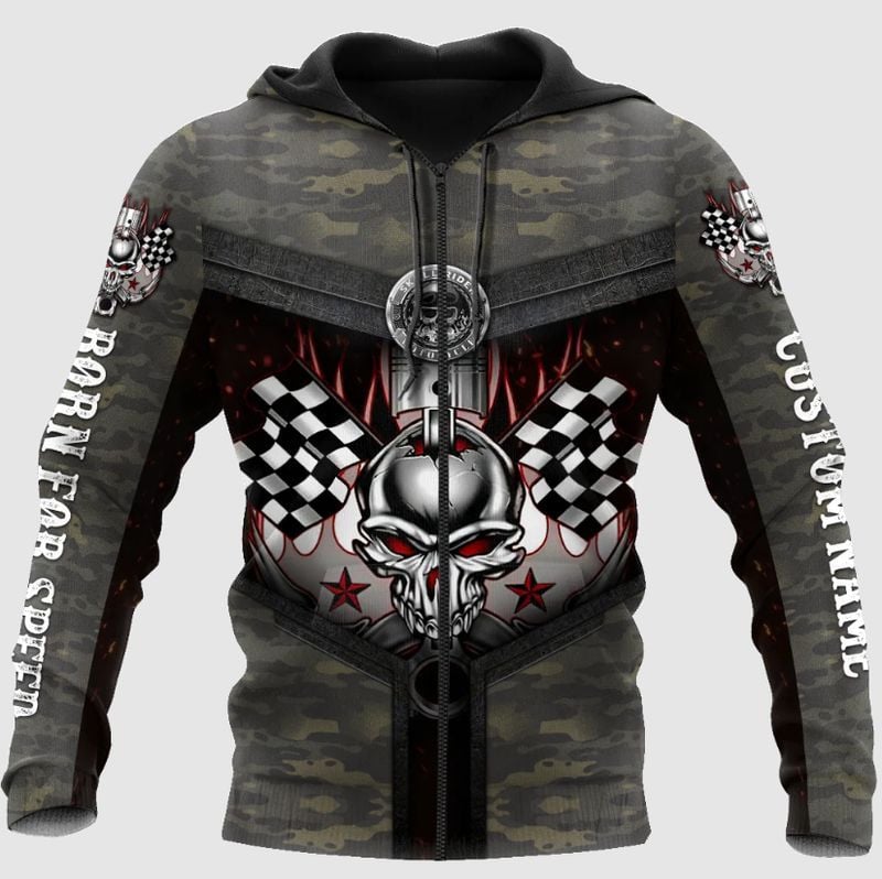 Bikergod Motorcycle Custom Name  Zip Hoodie Design 3D Full Printed Sizes S - 5XL - NAOA377G