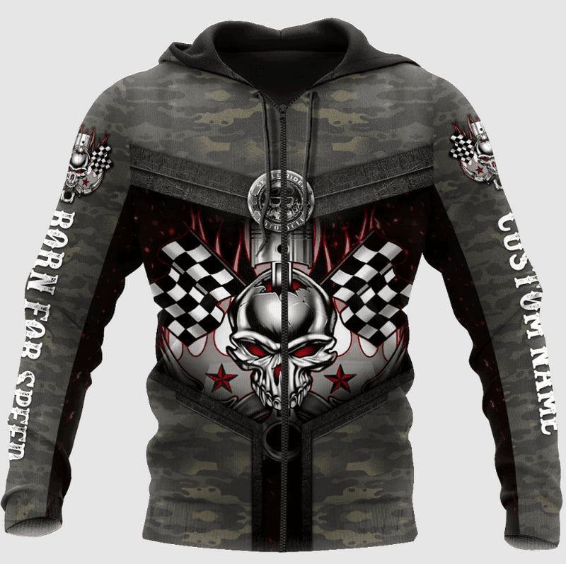 Bikergod Motorcycle Custom Name  Zip Hoodie Design 3D Full Printed Sizes S - 5XL - NAOA377G