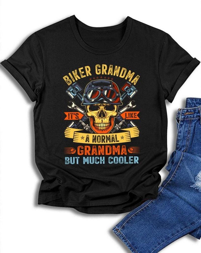 Bikergod Motorcycle Biker Grandma T-shirt, Crew-neck Sweatshirt, Hoodie, Tank Top, V-neck T-shirt Design 2D Full Printed Sizes S - 5XL - NAJA441