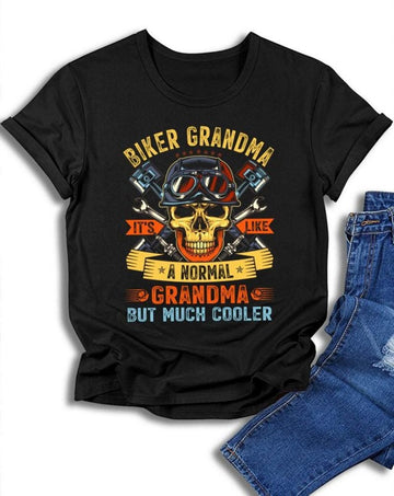 Bikergod Motorcycle Biker Grandma T-shirt, Crew-neck Sweatshirt, Hoodie, Tank Top, V-neck T-shirt Design 2D Full Printed Sizes S - 5XL - NAJA441