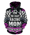 Bikergod Motorcycle I'm Crazy Racing Mom  Hoodie Design 3D Full Printed Sizes S - 5XL - NAOA215