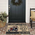 Bikergod Motorcycle Biker Couple A Grumpy Old Biker and His Super Sexy Wife Live Here Doormat NASA440
