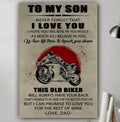 Bikergod Motorcycle To my son from dad never forget that I love you biker Poster NANA215