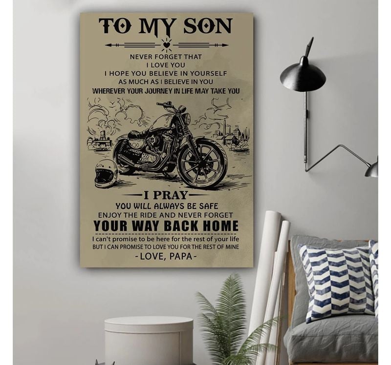 Bikergod Motorcycle Papa To Son Never Forget Your Way Back Home Poster NANA145