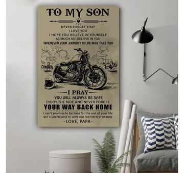 Bikergod Motorcycle Papa To Son Never Forget Your Way Back Home Poster NANA145