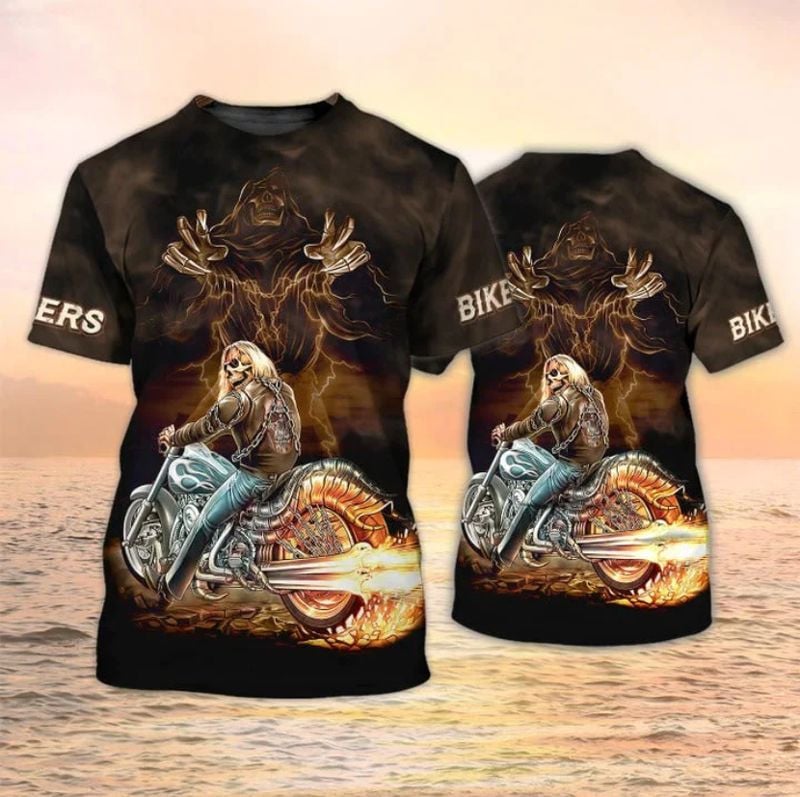 Bikergod Motorcycle Biker Skull T-shirt Design 3D Full Printed Sizes S - 5XL - NASA457