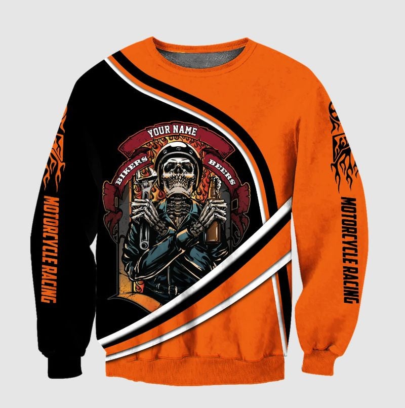 Bikergod Motorcycle Custom Name COTTON Sweatshirt Design 3D Full Printed Sizes S - 5XL - NAOA375F
