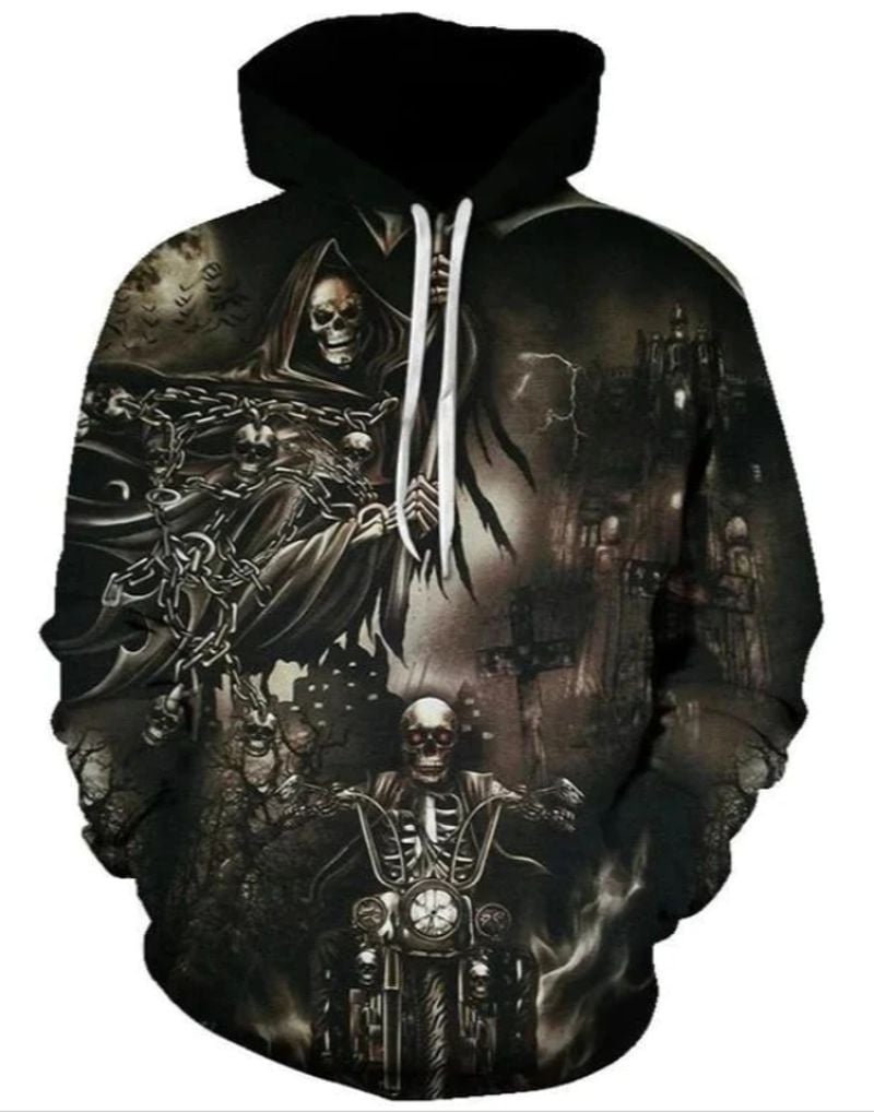 Bikergod Motorcycle Raiders Skull  Hoodie Design 3D Full Printed Sizes S - 5XL - NAJA458
