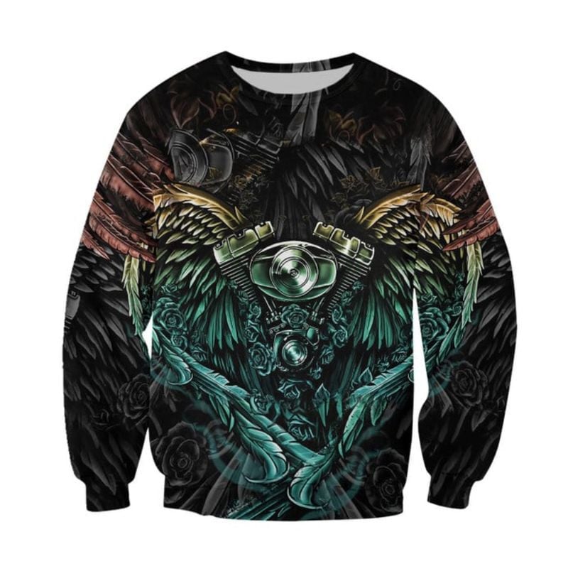 Bikergod Motorcycle Engine COTTON Sweatshirt Design 3D Full Printed Sizes S - 5XL - NMAR187D