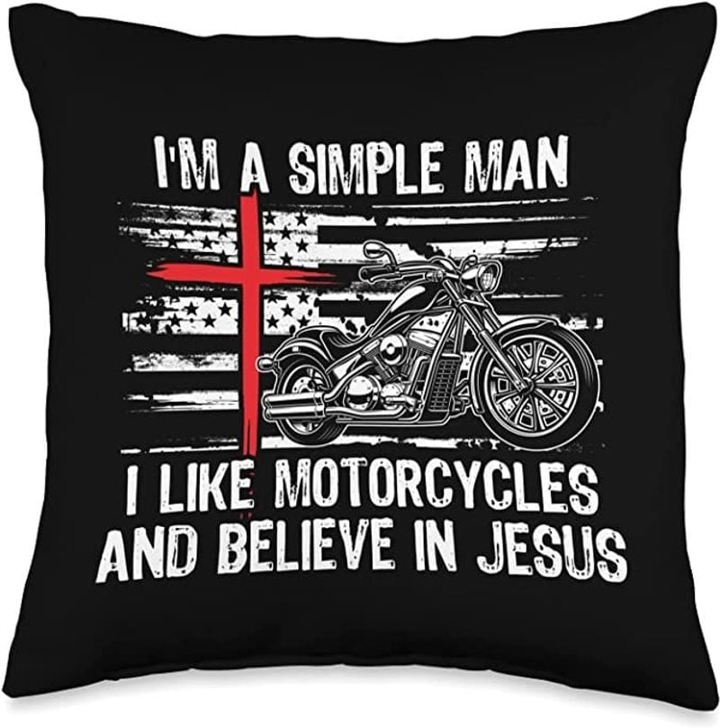 Bikergod Motorcycle I'm A Simple Man I Like Motorcycles And Believe In Jesus Pillow Case Design 3D Full Printed NANA188
