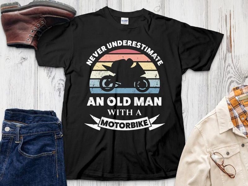 Bikergod Motorcycle An Old Man with motorbike T-shirt Design 2D Full Printed Sizes S - 5XL - NAYA399