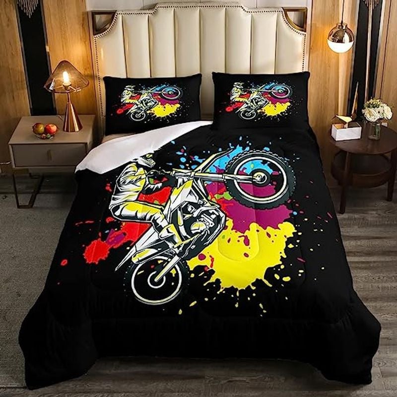 Bikergod Motorcycle  Dirt Bike Bedding Set Cover Design 3D - NAIA379