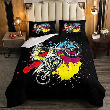 Bikergod Motorcycle  Dirt Bike Bedding Set Cover Design 3D - NAIA379