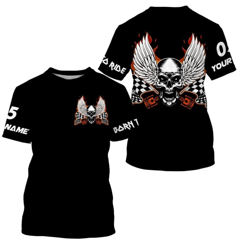 Bikergod Motorcycle Born To Ride Custom Name And Number  T-shirt Design 3D Full Printed Sizes S - 5XL - NMQE103A