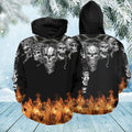 Bikergod Motorcycle Skulls Biker Fire  Hoodie Design 3D Full Printed Sizes S - 5XL - NAOA380